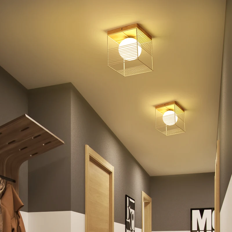 

Скандинавские квадратные светильники для коридора, крыльца, Простая Современная фойе, гардеробной, балкона, комнатная потолочная лампа, ...