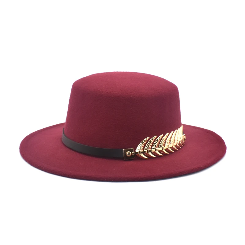 2020 New Fedoras Hat for Men Women artificial wool Blend Jazz Cap Wide Brim Simple Church Derby Flat Top Hat P13