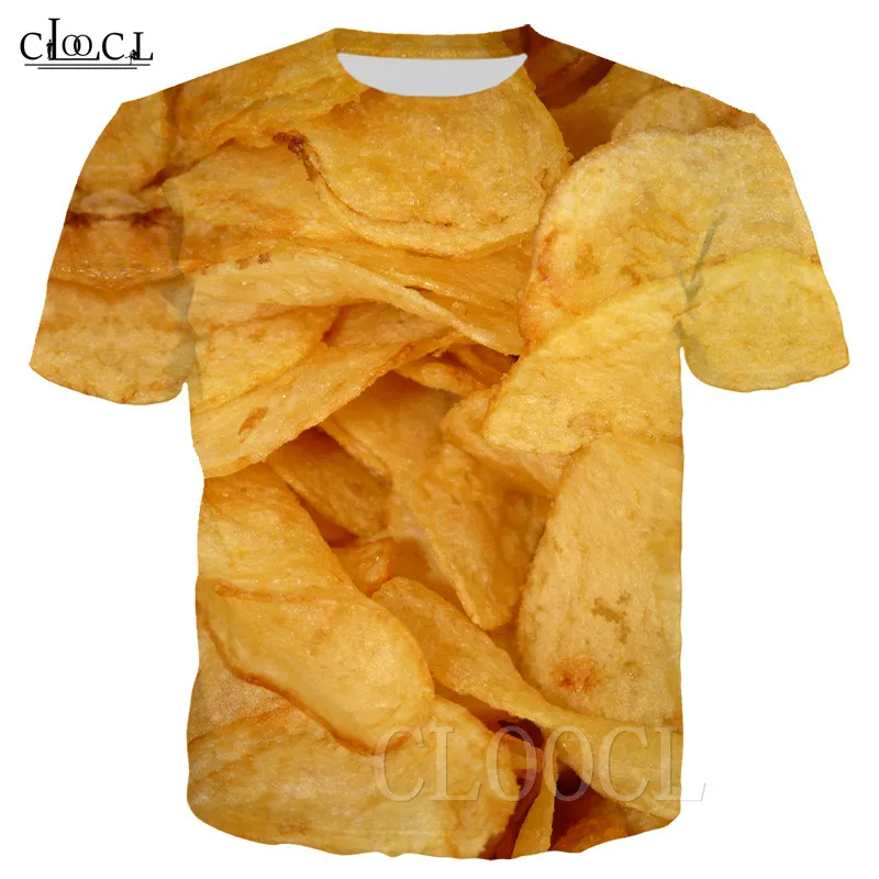Футболка для мужчин и женщин с изображением вкусных картофельных чипсов