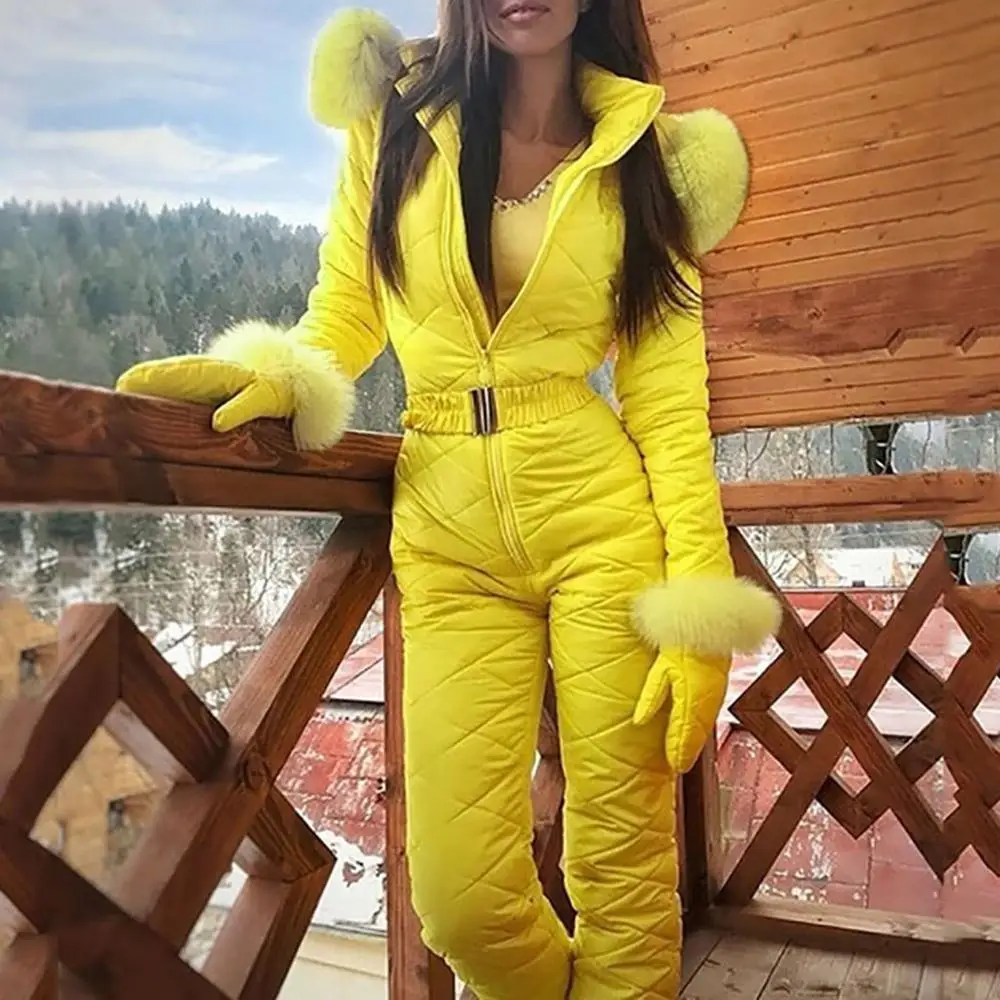 Неоновый новый зимний комбинезон с капюшоном элегантная парка хлопковой