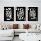 Абстрактная Серебряная Картина на холсте с игральными картами Король Королева настенные постеры и принты настенные картины для декора клуба бара