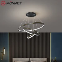 pendant lamp circle led hanging with remote control foyer adjustable livingroom bedroom diningroom chandelier ceiling light iron
