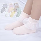 Детские носки V-TREE 2021, кружевные хлопковые носки для девочек, детские однотонные дышащие принцессы, модные детские носки