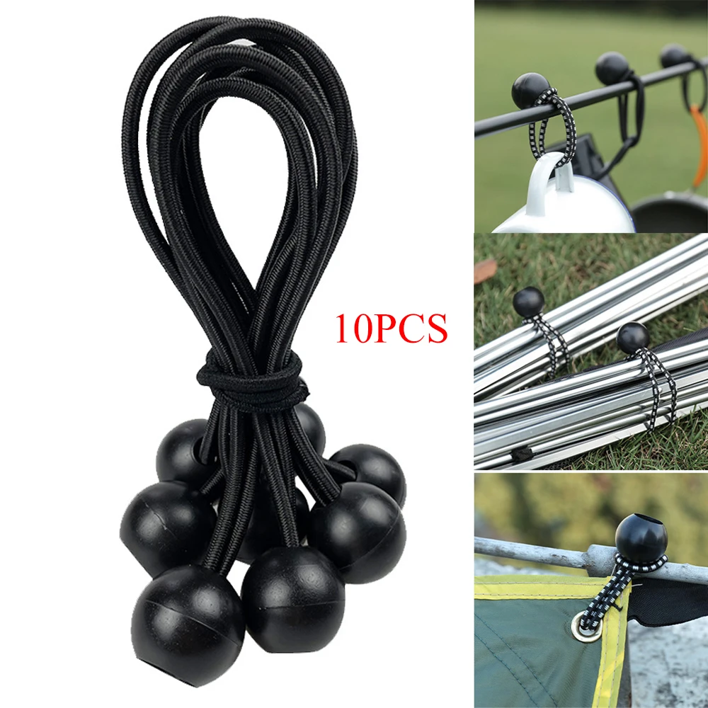 10pcs Elastic Tent Bungees Ball Fixing Tie Rope Tarp Awning Down Canopy Bungee Cords Strap Outdoor For Camping Accessories