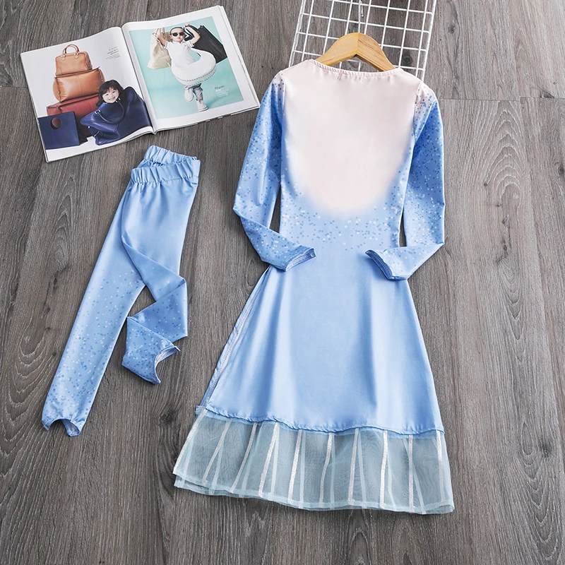 Girls Dress Elsa Cosplay 2pcs Anna Sleeping Beauty Birthday Princess Party Elza Kids Fancy Prom Costume Clothes Sets | Детская одежда и