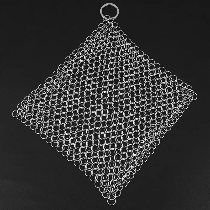 Cast Iron Cleaner -Premium 316 Stainless Steel Chainmail Scrubber 8x6 Inch | Cleaning Cloths