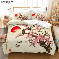 chinese ink painting plum blossom bamboo bedding set fashion art duvet quilt cover with pillowcases 200x200 size adults textile