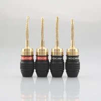 8pcs high quality 2mm pin copper wire gold plated braided banana plugs hifi speaker cable banana connector