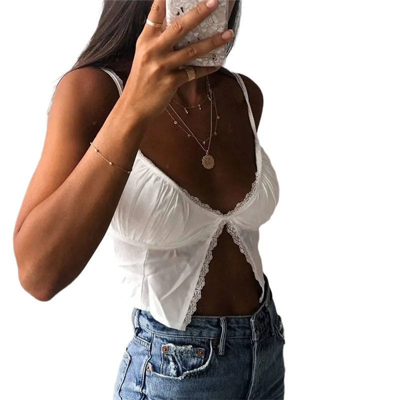 Модный пикантный топ на одной пуговице с рюшами Белая Летняя кофта Женский