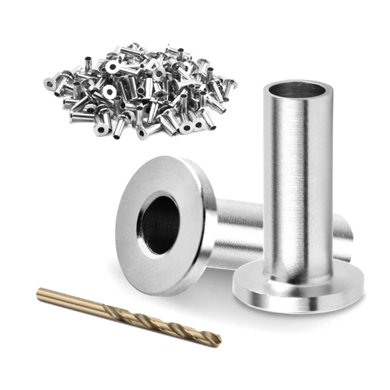

60x Cable Railing Protector Sleeves w/Drill Bit Stainless Steel Hardware Grommet