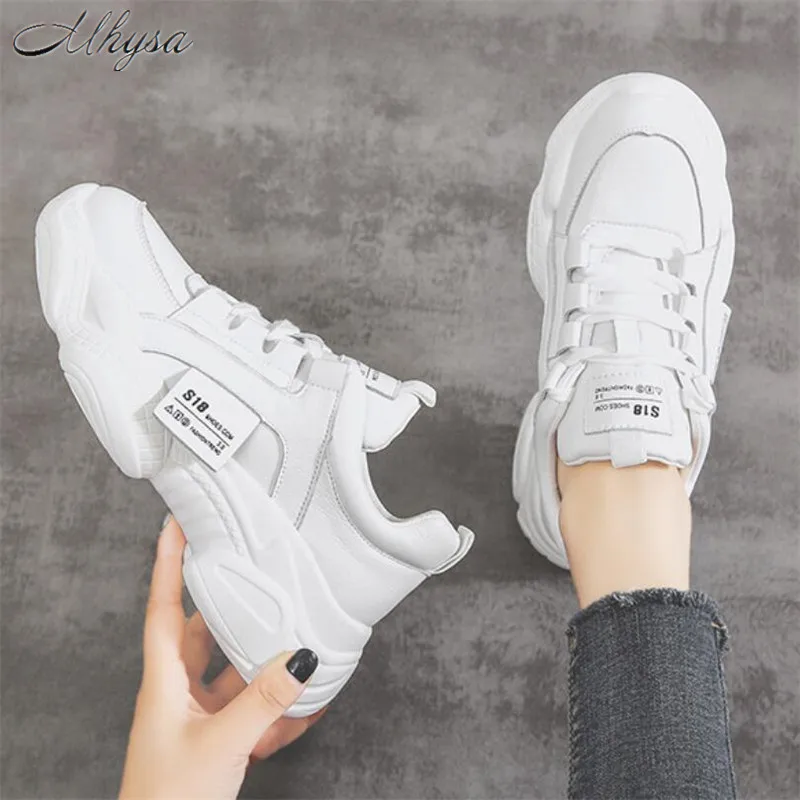 Женские кожаные кроссовки Mhysa Белые Повседневные из искусственной кожи на