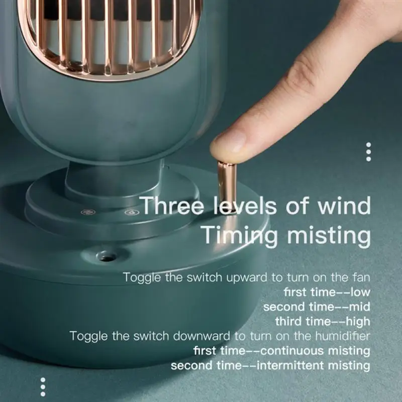 

2 In 1 Mist Fan USB Charging Humidification Tower Fan Mute Desktop Moisturizing Air Cooling Conditioner Humidifier Home Office