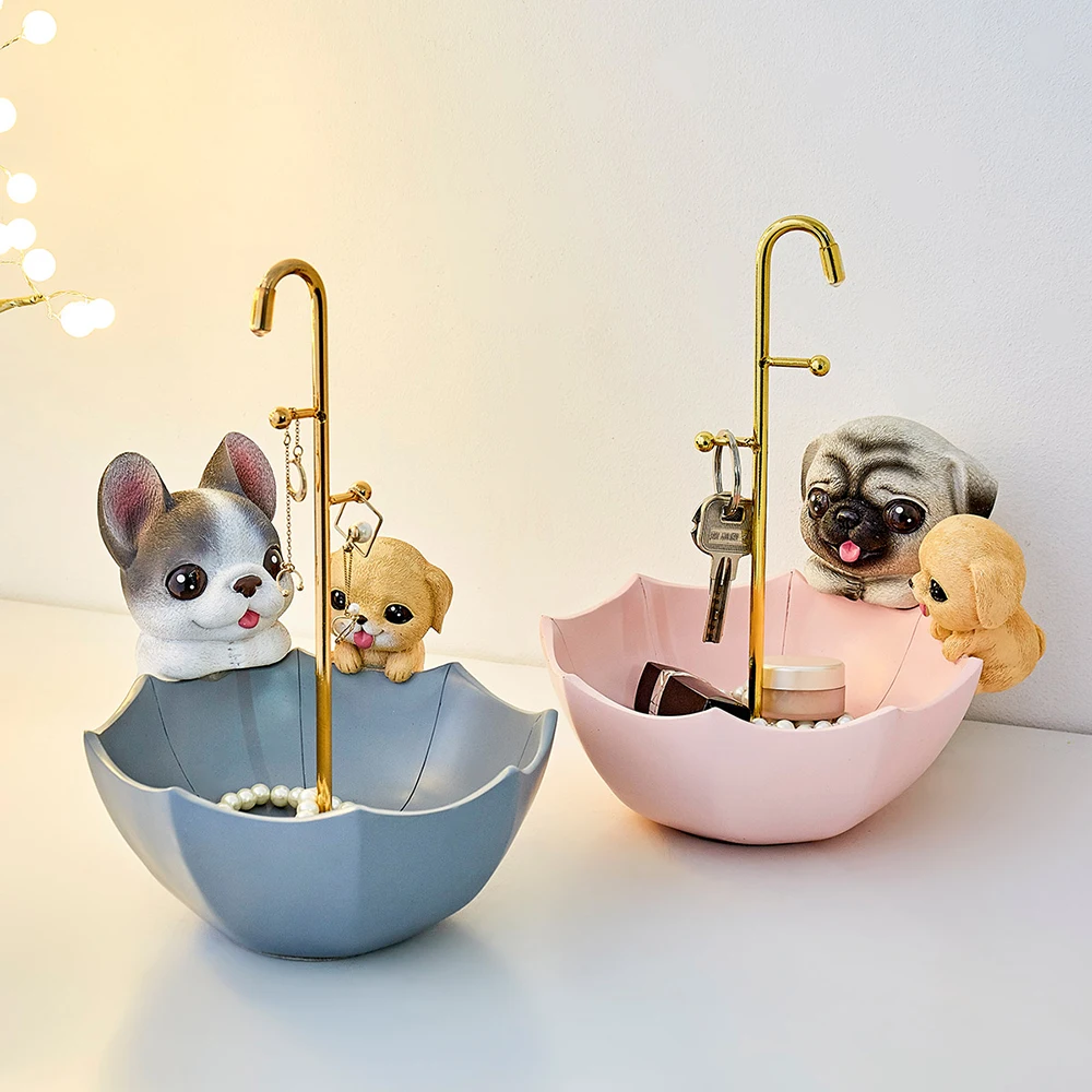 

Nordic Storage Basket Dog Resin Animal Model Cute Sundries Key Candy Storage Resin Embellishments Children's Bedroom Decor Gifts