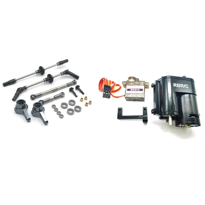 

2 Set RC Car Part: 1 Set Upgrade Steel Gear Bridge Axle Gears & 1 Set 2 Speed Transmission Speed Change GearBox Black