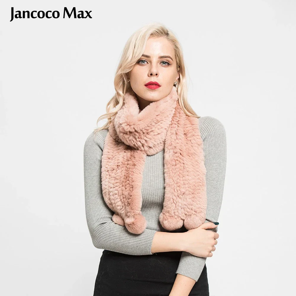 Jancoco Max настоящий шарф из меха кролика Рекс женская мода Стиль Длинные Глушитель