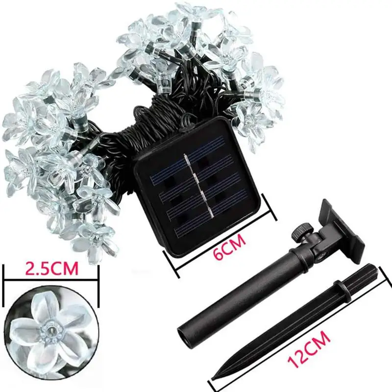 

String Light Solar Powered Fairy Light Cherry Blossoms Lght Christmas Outdoor Decoration Lamp for Courtyard Gardent