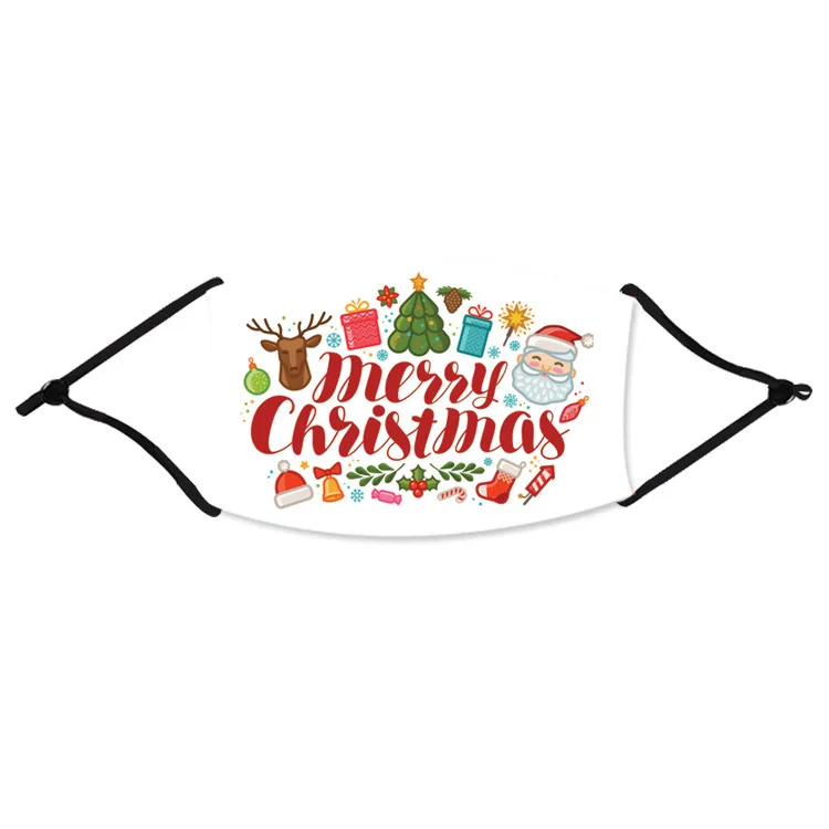 

Adults Mouth Face Mask with Filter Washable Christmas Snowman Print Ice Silk Facial Mask Protection Party Masks Adjustable 50pcs