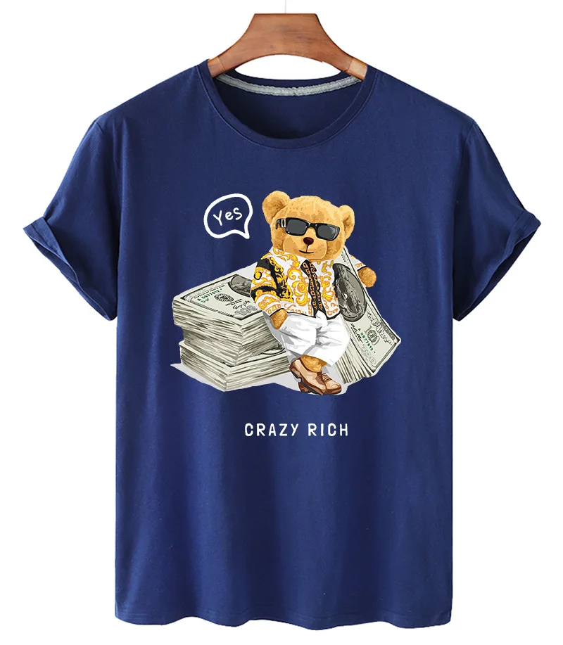 

100% Cotton Funny Bill Bear Big Shirt Top Short-sleeved O-neck Loose T-shirt Female Plus Size T-shirt For Men And Women S-4XL