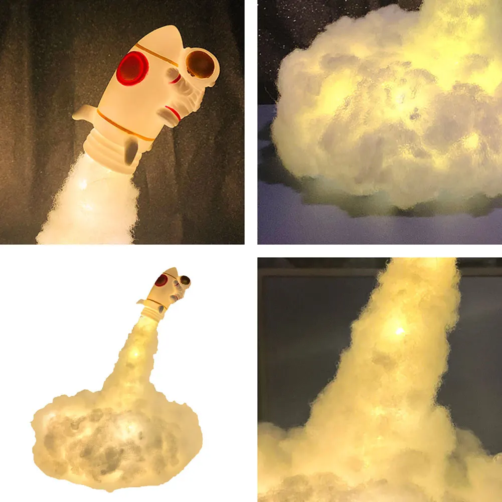 

Rocket Night Lamp Astronaut Cloud Lamp Desktop Ornaments for Home Office Kids Birthday Gifts