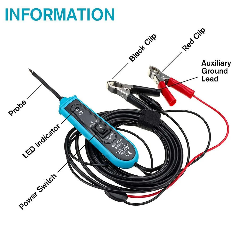 

EM285 Power Probe Car Electric Circuit Tester Automotive Detection Tool 6-24V DC Electric Cables And Plugs