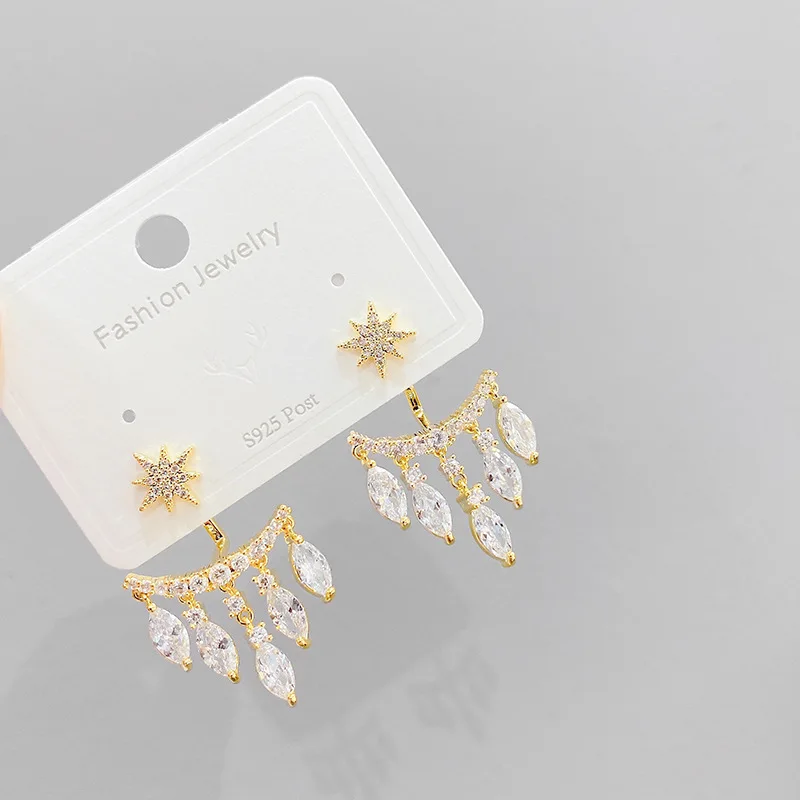 

Wholesale Sterling Silver Post Rhinestone Zircon Tassel Earrings Internet Influencer Stud Fashion Jewelry Gift