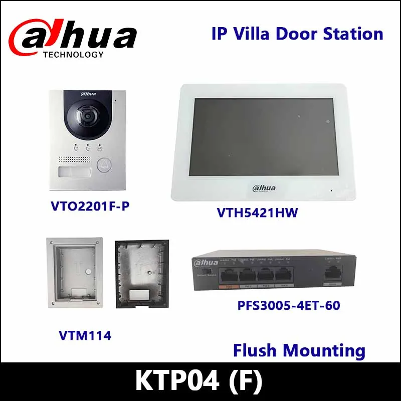 Набор для видеонаблюдения Dahua IPC дверная станция виллы KTP04 VTH5421HW VTO2201F-P