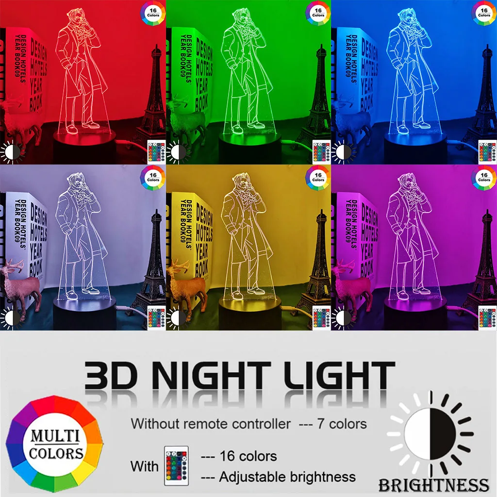 

Anime Ace Attorney Miles Edgeworth Led Night Light for Bedroom Decor Birthday Gift Night Lamp Miles Edgeworth Light Gadget