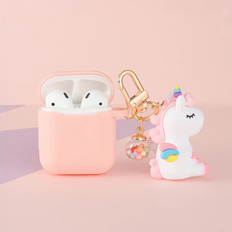 

Cute Dream Unicorn Keychain Silicone Case For AirPods Earphone Cases For Apple Airpods 1 2 Bluetooth Headphones Protective Cover