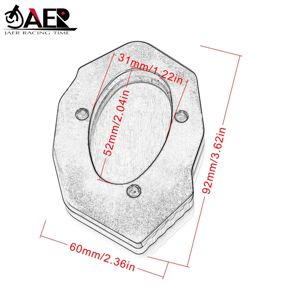

JAER Motorcycle CNC Kickstand Foot Side Stand Extension Pad Support Plate For Kawasaki Versys 300 Versys X300 X250