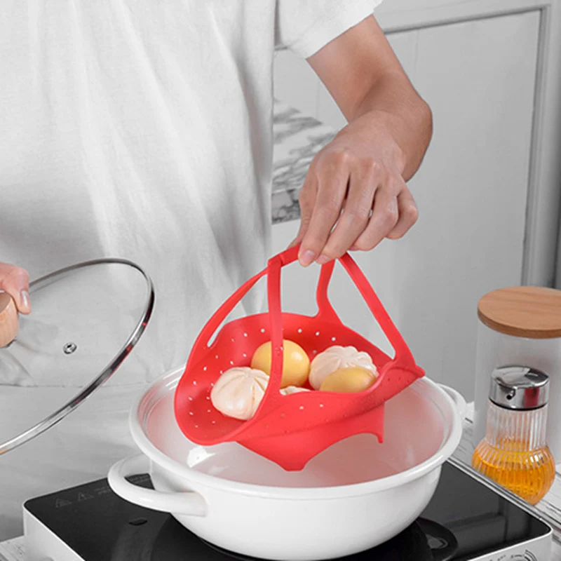 

TANSUNG Reusable Silicone Steamer Non-stick Kitchen Cooking Steam Mat Portable Steaming Basket Cooking Tools Used as fruit bowl