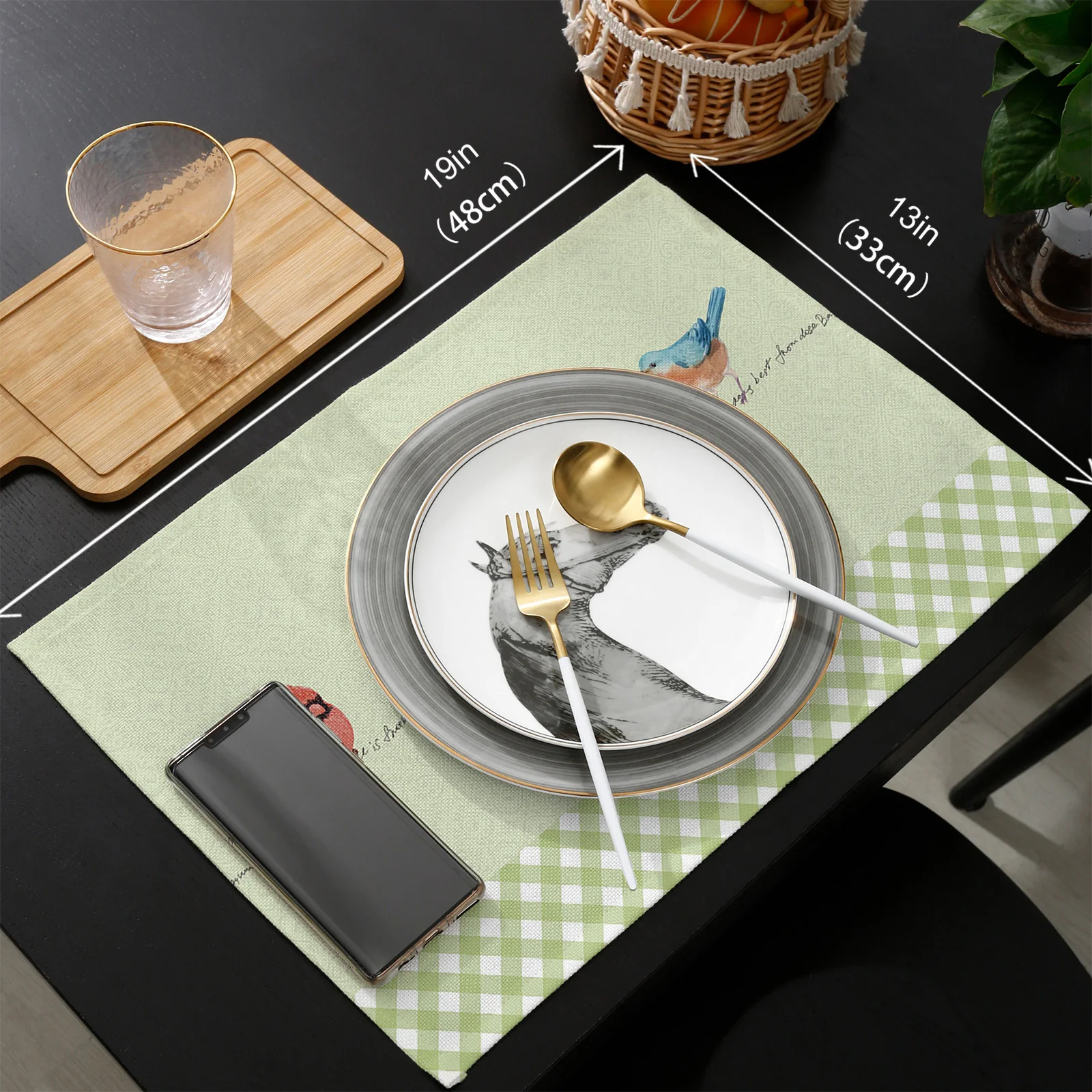 

Farmhouse Animal Watercolor Bird Table Runner Set Wedding Table Decoration Home Kitchen Dining Table Decor Placemats