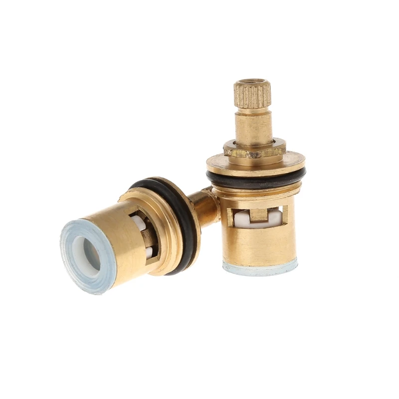 

203F 2 Pcs Faucet Replacement Brass 1/4 Turn G1/2" Ceramic Disc Cartridge Hot Cold Tap Valve