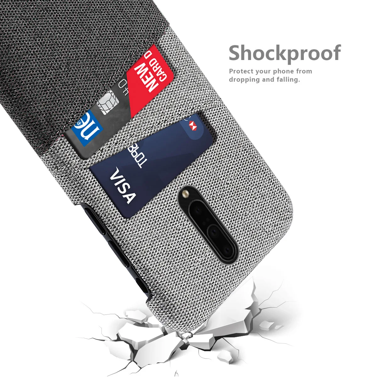 For OnePlus 7T Pro Case Slim Back Hard PC Fabric Protective Cloth Cover 1+7T One Plus Card Slot Wallet | Мобильные телефоны и