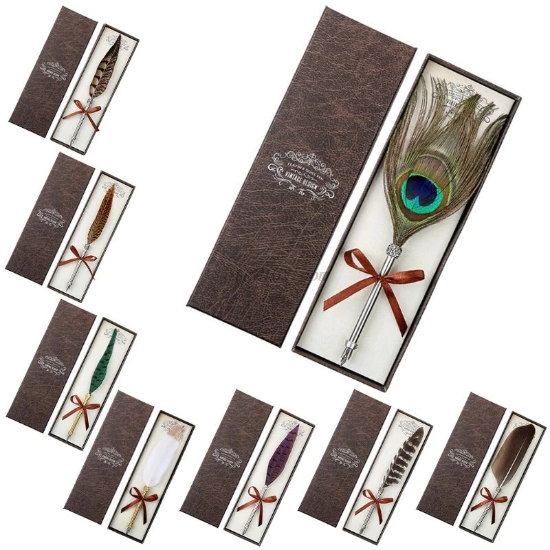 Винтажная ручка с гусиным пером для каллиграфии|Перьевые ручки| |