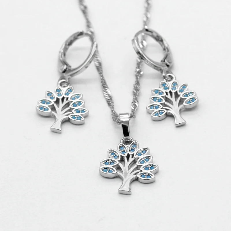 Набор украшений из серебра 925 пробы ожерелье и сережки с натуральным бирюзовым