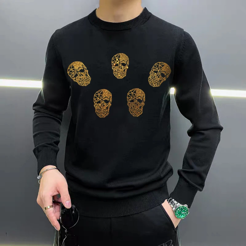 

Casual New Men's Sweater High Quality Hot Diamond Simple Knitted Pullover Oversized Custom Pure Color Wool Winter