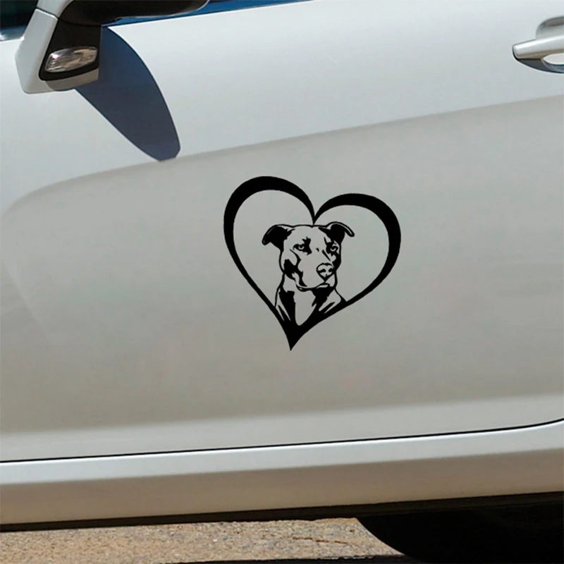 

PITBULL HEART Animal Car Stickers and Decals Bumper Bodywork Windshield Sunscreen Cover Scratches Decal Accessories KK15*15cm