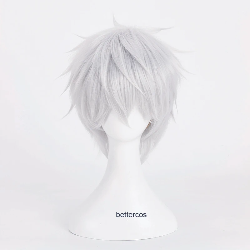 Парик для косплея Tokyo Ghoul Kaneki Ken с короткими серебристыми белыми термостойкими