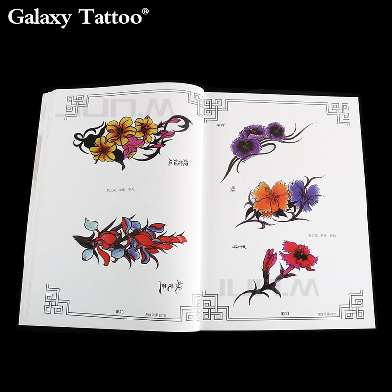 

A4 Tattoo Books Flowers Hibiscus Lily Rhododendron Magnolia Camellia Color Sketch Tattoo Accessories Free Shipping women tattoos