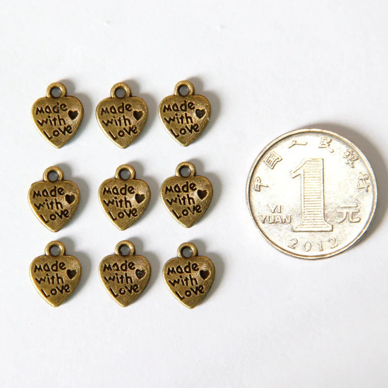 50 шт. бронзовое сердце европейские маленькие бусины с отверстием подходит Diy