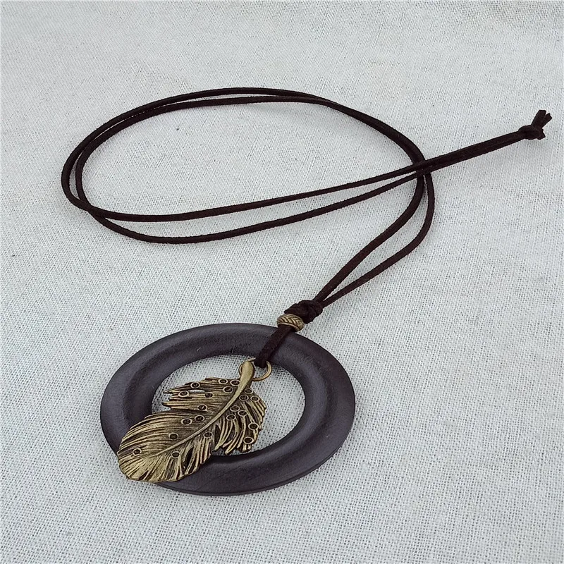 Женское винтажное ожерелье с подвеской в виде пера