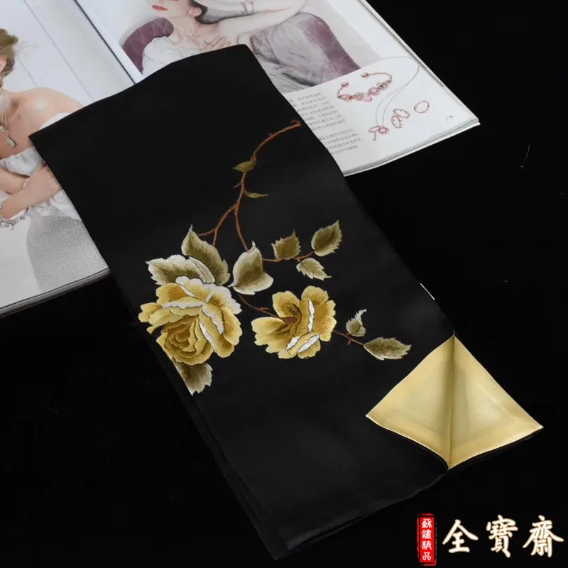 

Women's 100% pure silk 35*155cm scarves suzhou handmade embroidery Silk Shawl