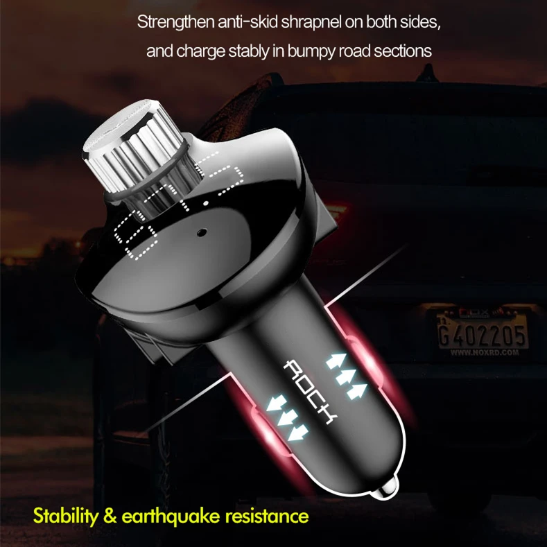 ROCK 3.4A Dual USB Автомобильное зарядное устройство для iPhone мобильный телефон с