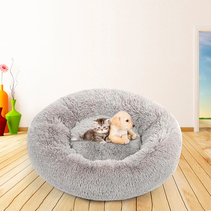 

Плюшевый пончик для домашних животных, круглая Лежанка для домашних животных, Конура для собак и кошек