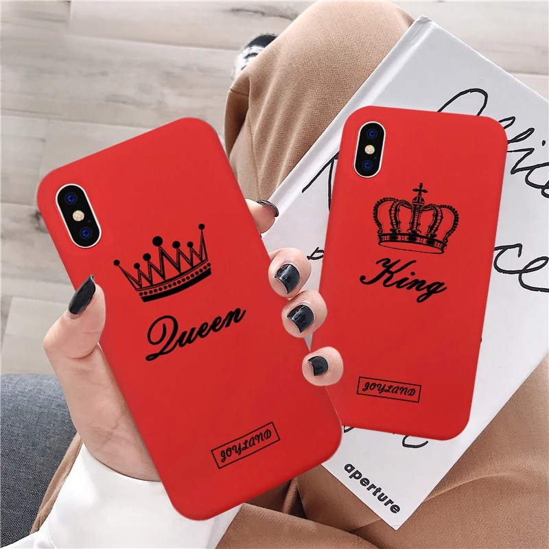 JAMULAR мультфильм Король Королева пара чехол для iPhone 11 Pro XS MAX XR X 6 6s 7 8 Plus корона