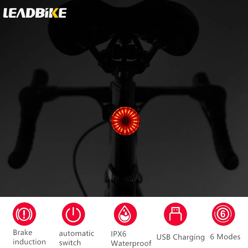 Велосипесветильник стоп-сигнал Leadbike LD43 водонепроницаемый задний фонарь с