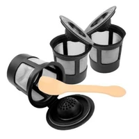 3 pcs reusable stainless steel filter coffee filter capsule for keurig 1 0 and 2 0 k200 250 brewer coffee maker with a spoon