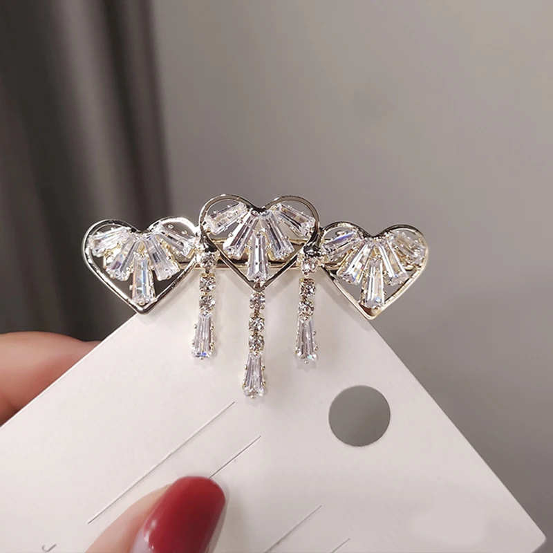 

Spring and Summer New Ladies Hair Clips Fashion Novelty Style Heart-shaped Stitching Zircon Ladies Hair Clips Headdress
