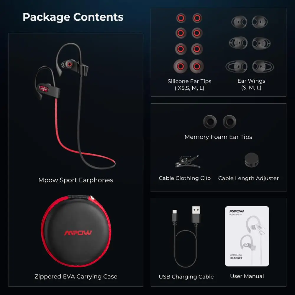 Mpow Flame 2 спортивные наушники Bluetooth 5 0 IPX7 водонепроницаемые 13 часов работы в режиме