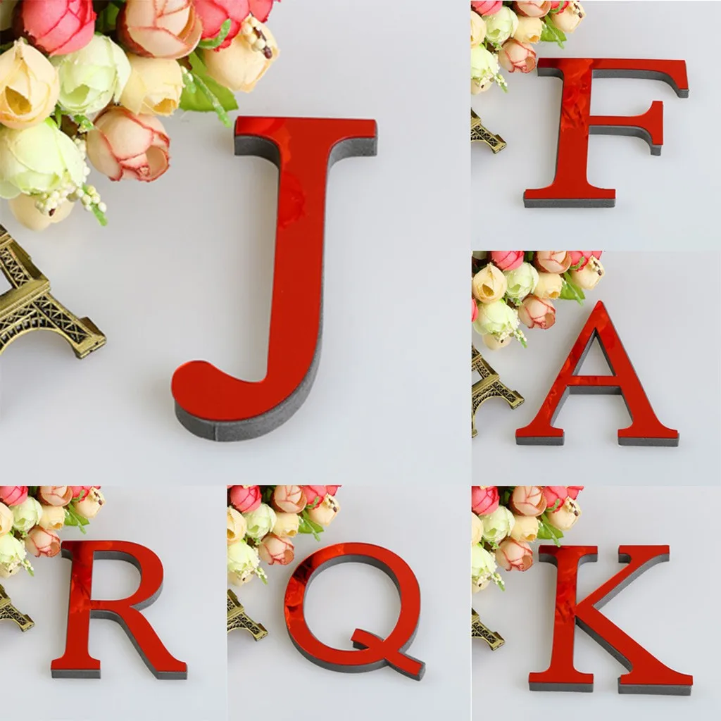 Зеркальная акриловая объемная наклейка сделай сам с 26 буквами большие красные